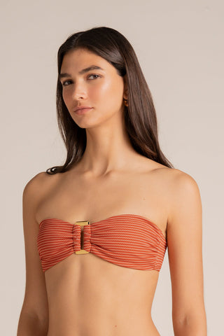 Touché Colombia, Balneaire, Bikini top bandeau café, Vestido de baño para mujer, Verano, Playa, Vacaciones