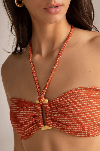 Touché Colombia, Balneaire, Bikini top bandeau café, Vestido de baño para mujer, Verano, Playa, Vacaciones