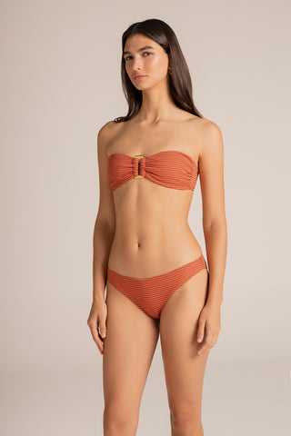Touché Colombia, Balneaire, Bikini top bandeau café y Botton clásico café, Vestido de baño para mujer, Verano, Playa, Vacaciones