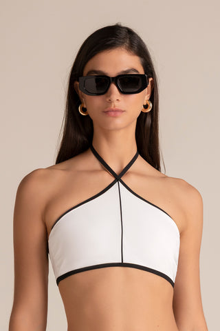 Touché Colombia, Balneaire, Bikini top halter blanco, Vestido de baño para mujer, Verano, Playa, Vacaciones