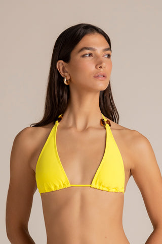 Touché Colombia, Balneaire, Bikini top triángulo grande amarillo, Vestido de baño para mujer, Verano, Playa, Vacaciones