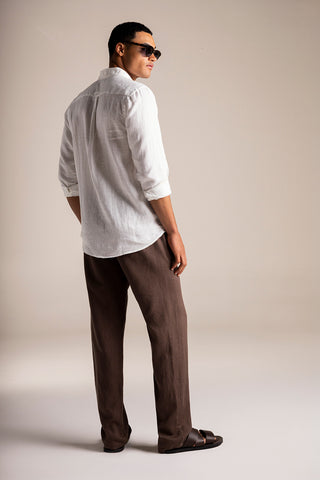 Îlot Colombia, Camisa bora bora blanca, Pantalón café, Sandalias café y Gafas para hombre, Verano, Playa, Ropa de hombre