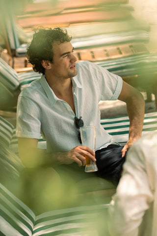 Îlot Colombia, Camisa classic fit azul, Eventos de verano, Playa, Ropa para hombre