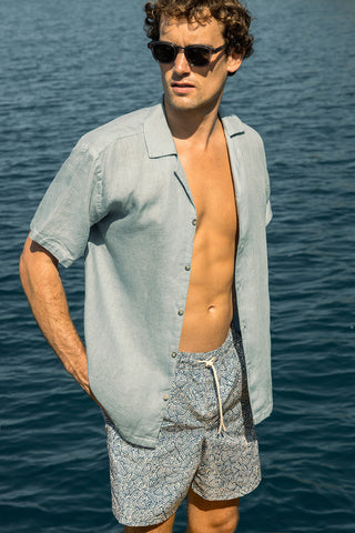 Îlot Colombia, Camisa azul y Pantaloneta bahía, Eventos de verano, Playa, Ropa para hombre