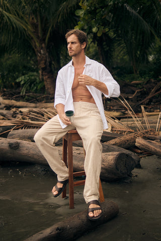 Îlot Colombia, Camisa hombre, Pantalón, Lino, Ropa de hombre, Verano, Ropa para toda ocasión, Sandalias, Accesorios playa hombre