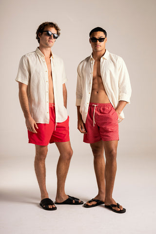 Îlot Colombia, Camisa bali blanca y Pantaloneta baño para hombre, Verano, Playa, Ropa de hombre, Sandalias, Gafas