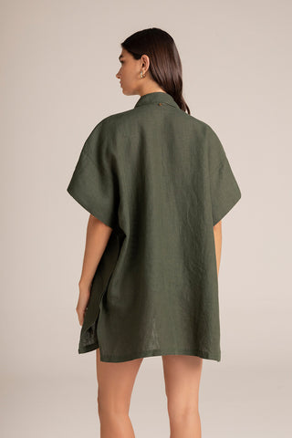 Touché Colombia, Balneaire, Camisa manga corta verde, Ropa de playa mujer, Verano, Playa, Vacaciones