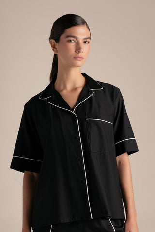 Touché Colombia, Camisa manga corta negra, Pijamas, Ropa de descanso mujer, Mezclar y combinar 