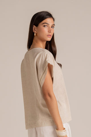 Touché Colombia, Balneaire, Camisa manga corta marfil, Ropa de playa mujer, Verano, Playa, Vacaciones