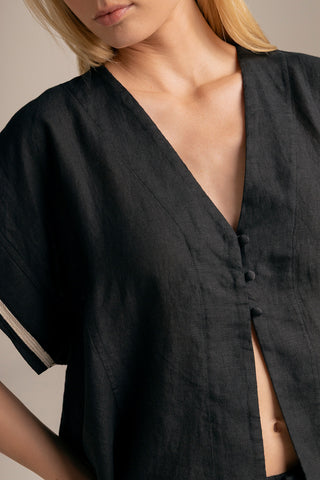 Touché Colombia, Balneaire, Camisa manga corta negra, Ropa de playa mujer, Verano, Playa, Vacaciones