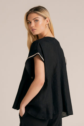 Touché Colombia, Balneaire, Camisa manga corta negra, Ropa de playa mujer, Verano, Playa, Vacaciones