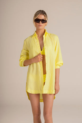 Touché Colombia, Balneaire, Camisa manga larga amarillo, Ropa de playa mujer, Verano, Playa, Vacaciones