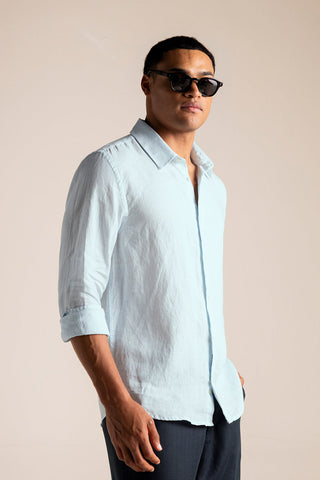 Îlot Colombia, Camisa privé azul, Eventos de verano, Playa, Ropa para hombre
