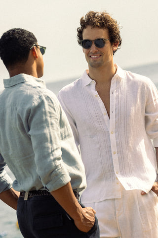 Îlot Colombia, Camisa Privé blanca para hombre, Verano, Playa, Ropa de hombre