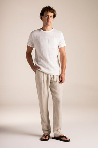 Îlot Colombia, Camiseta Jamaica blanca y Pantalón Privé caqui para hombre, Verano, Ropa de playa hombre, Para toda ocasión, Sandalias