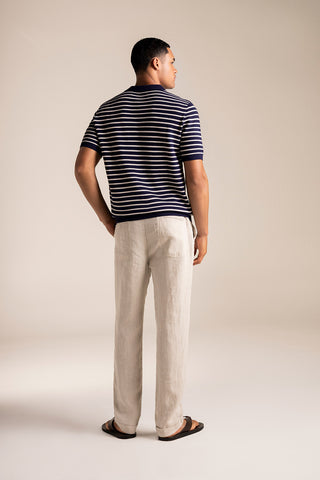 Camiseta azul con rayas y Pantalón caqui para hombre- Îlot Colombia, Ropa para playa, Verano, Gafas, Sandalias, Accesorios hombre