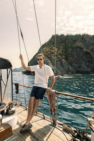 Îlot Colombia, Camisa Cuba blanca y Shorts azul para hombre, Verano, Playa, Ropa de hombre, Gafas