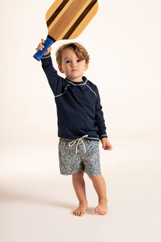 Îlot Colombia, Camiseta lycra kids azul, Pantaloneta kids azul, Verano, Playa, Ropa para niño