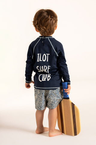 Îlot Colombia, Camiseta lycra kids azul, Pantaloneta kids azul, Verano, Playa, Ropa para niño