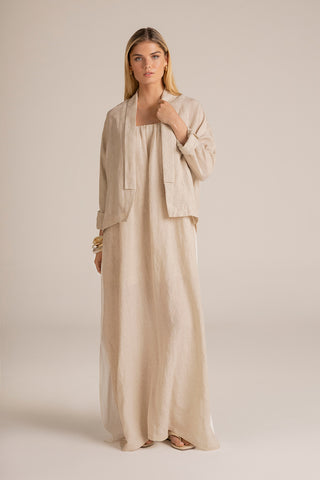 Touché Colombia, Balneaire, Vestido largo marfil, Chaqueta marfil, Ropa de playa mujer, Verano, Playa, Vacaciones