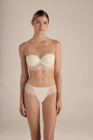 Touché Colombia, Conjunto Brasier strapless con copa marfil y Panty semi-brasilero marfil, Lingerie, Lencería mujer, Novias, Ropa interior para mujer