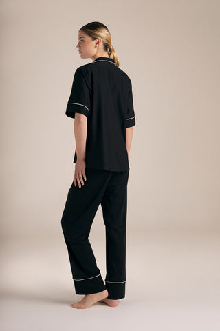 Touché Colombia, Camisa manga corta negra y Pantalón negro, Pijamas, Ropa de descanso mujer, Mezclar y combinar 