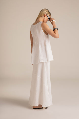 Touché Colombia, Balneaire, Top manga corta blanca y Falda larga blanca, Ropa de playa mujer, Verano, Playa, Vacaciones