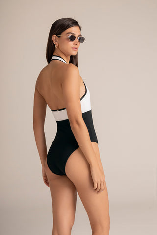 Touché Colombia, Balneaire, Entero clásico blanco y negro, Vestido de baño para mujer, Verano, Playa, Vacaciones