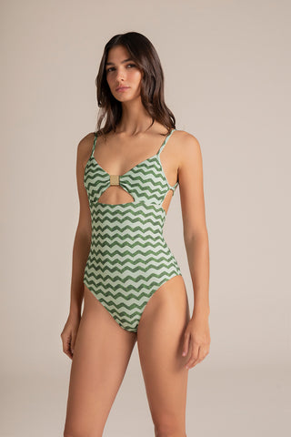 Touché Colombia, Balneaire, Entero triángulo verde, Vestido de baño para mujer, Verano, Playa, Vacaciones