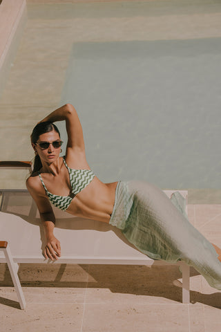 Touché Colombia, Balneaire, Falda larga verde, Ropa de playa mujer, Verano, Playa, Vacaciones