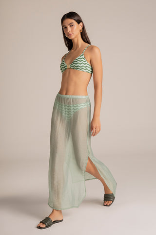 Touché Colombia, Balneaire, Falda larga verde, Ropa de playa mujer, Verano, Playa, Vacaciones
