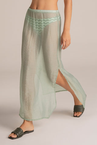Touché Colombia, Balneaire, Falda larga verde, Ropa de playa mujer, Verano, Playa, Vacaciones