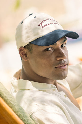 Îlot Colombia, Gorra blanca con azul para hombre, Verano, Playa, Ropa para hombre, Accesorios