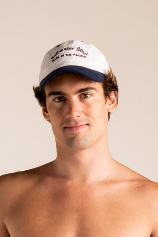 Îlot Colombia, Gorra blanca con azul para hombre, Verano, Playa, Ropa para hombre, Accesorios