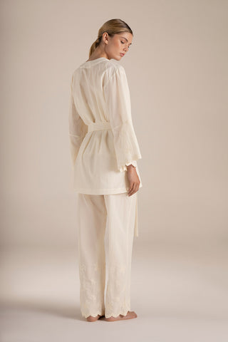 Touché Colombia, Kimono corto marfil, Pijama capri marfil, Pijamas, Novias, Ropa de descanso para mujer