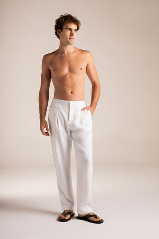 Îlot Colombia, Pantalón Privé blanco para hombre, Pantalón toda ocasión para hombre, Verano, Playa