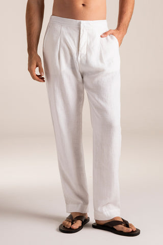 Îlot Colombia, Pantalón Privé blanco para hombre, Pantalón toda ocasión para hombre, Verano, Playa