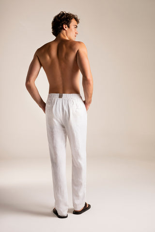Îlot Colombia, Pantalón Privé blanco para hombre, Pantalón toda ocasión para hombre, Verano, Playa