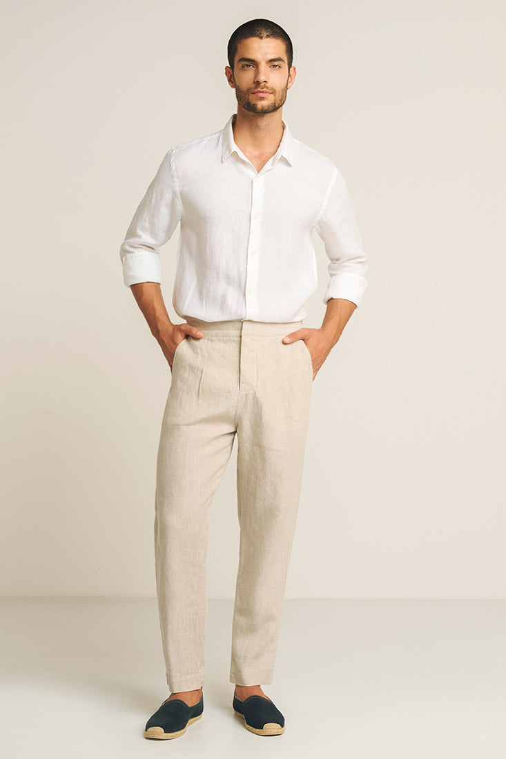 Pantalones Ropa Blanca De Hombre Para Playa Conjunto Piezas Camisa