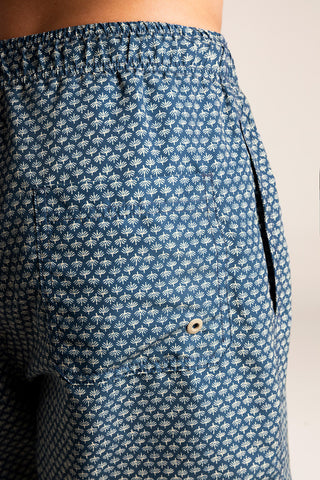 Îlot Colombia, Pantaloneta bahía azul con estampado marfil, Verano, Playa, Ropa para hombre