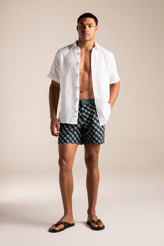 Îlot Colombia, Camisa bali blanca y Pantaloneta baño para hombre, Verano, Playa, Ropa de hombre, Sandalias