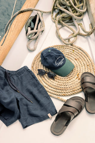 Îlot Colombia, Shorts Costa azul para hombre, Verano, Playa, Ropa de hombre, Gorra, Gafas, Sandalias, Accesorios hombre