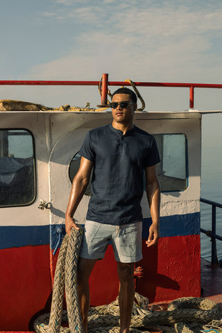 Îlot Colombia, Camiseta Cuba azul y Shorts azul para hombre, Verano, Playa, Ropa de hombre, Gafas, Accesorios hombre