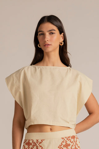 Touché Colombia, Balneaire, Top manga corta marfil, Ropa de playa mujer, Verano, Playa, Vacaciones