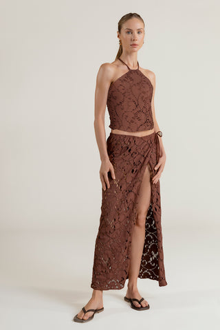 Balnéaire Colombia, Top halter, Falda pareo, Ropa de playa mujer, Playa, Verano