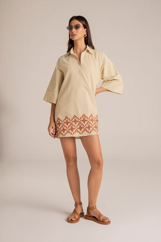 Touché Colombia, Balneaire, Vestido corto marfil, Ropa de playa mujer, Sandalias, Verano, Playa, Vacaciones