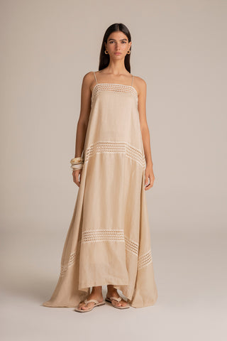 Touché Colombia, Balneaire, Vestido largo, Sandalias marfil, Ropa de playa mujer, Verano, Playa, Vacaciones