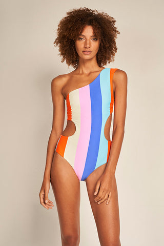 Balneaire, Entero trikini un hombro con textura, Ref. 0E20023, Vestidos de Baño, Enteros